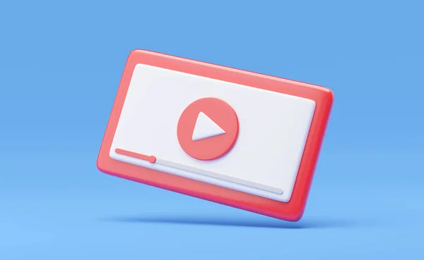 Social Media Icon Red Video Media Player Interface Floating Isolated — Stock Photo, Image