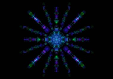 Siyah arkaplanda çok renkli kaleydoskop mandala