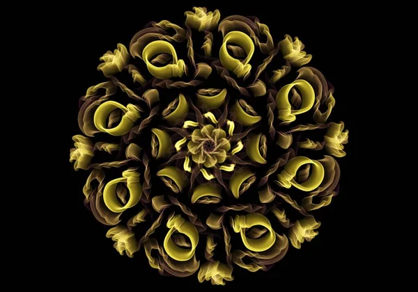 Többszínű Kaleidoszkóp Mandala Fekete Alapon — Stock Fotó