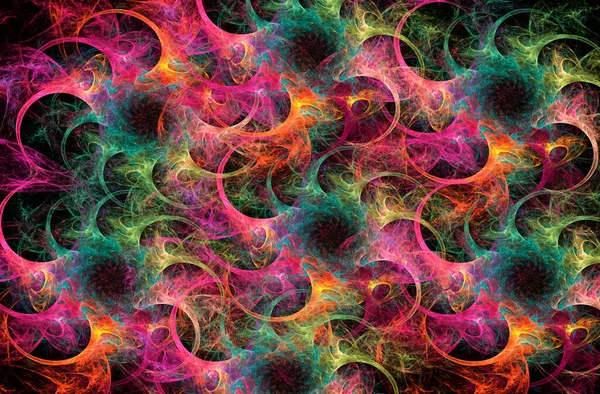 Абстрактный Фрактальный Фон Космическим Свечением Космические Радужные Цветы Горизонтальное Знамя — стоковое фото