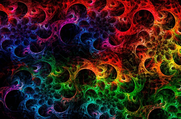 Абстрактный Фрактальный Фон Космическим Свечением Космические Радужные Цветы Горизонтальное Знамя — стоковое фото