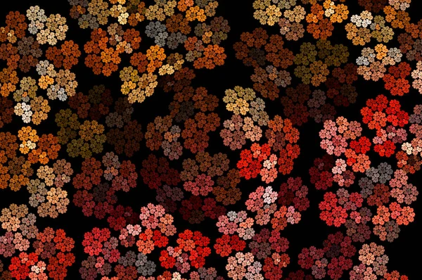 Fractal red and orange flowers. Fractal pattern for creativity and design.