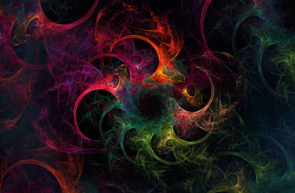 Fondo Fractal Abstracto Con Brillo Cósmico Flores Cósmicas Color Arco — Foto de Stock