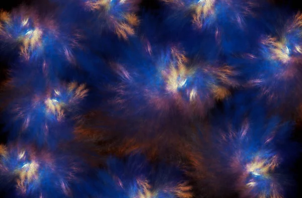 Abstract blue and yellow beautiful fractal background in the form of clouds and feathers and is suitable for use in projects of imagination, creativity and design.