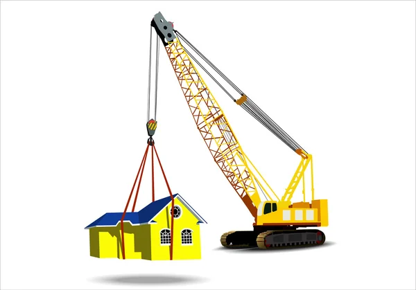 Yellow house with a crane — Stock Vector