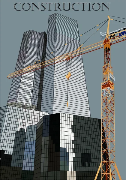 Skyscrapers and crane — Stock Vector