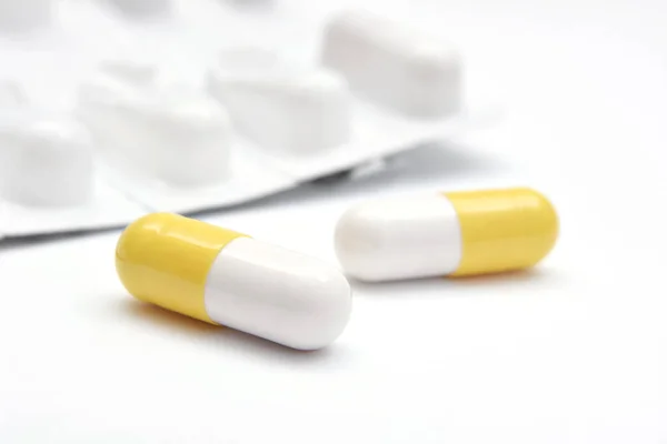 Drugs and medicines isolated on white background