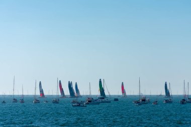 İspanya 'nın büyük ödülü. SailGP Uluslararası Uçan Katamaranlar Şampiyonası. Cadiz. Endülüs. İspanya. Avrupa. 8 Ekim 2021