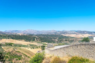 Ronda, Tagus nehrinin geçtiği derin bir boğazda yer almaktadır. Malaga. Endülüs. İspanya. Avrupa. 18 Temmuz 2021