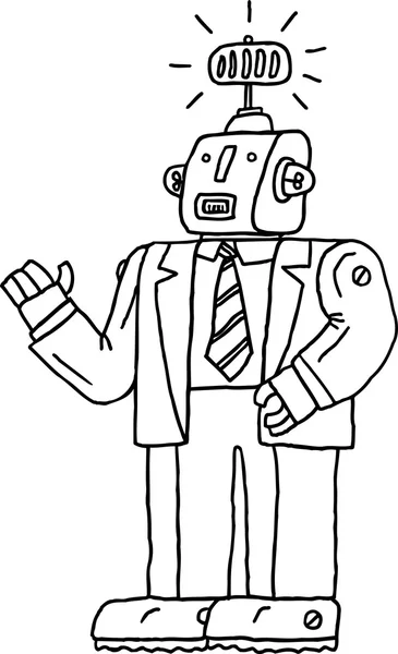 Ilustracja firmy robot - biało-czarny — Wektor stockowy