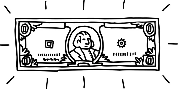 Векторная иллюстрация долларовой купюры - черно-белая — стоковый вектор