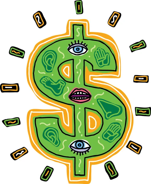 Illustration vectorielle d'un signe dollar — Image vectorielle
