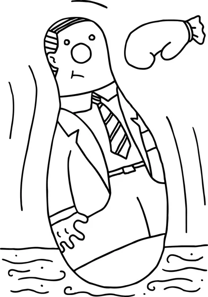 Vektor-Illustration eines Mitarbeiters, der getroffen wird - schwarz-weiß — Stockvektor
