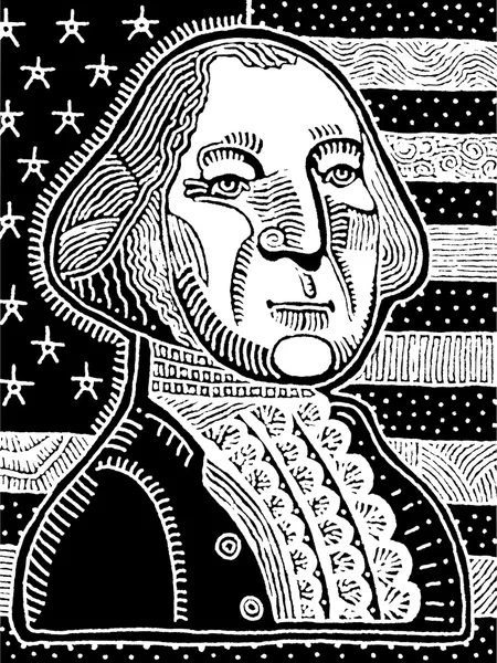 Wektorowych ilustracji george washington z flagą usa w tle — Wektor stockowy