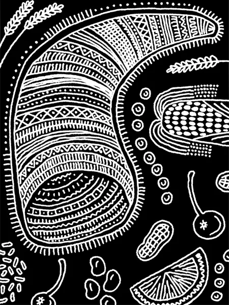 Illustration vectorielle d'une corne d'abondance - noir et blanc — Image vectorielle