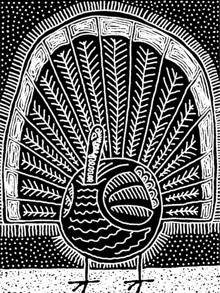 Векторна ілюстрація фазана - чорно-білий — стоковий вектор