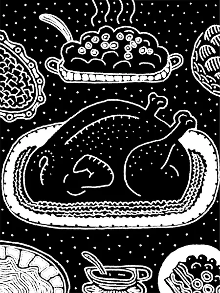 Illustration vectorielle de la nourriture - noir et blanc — Image vectorielle