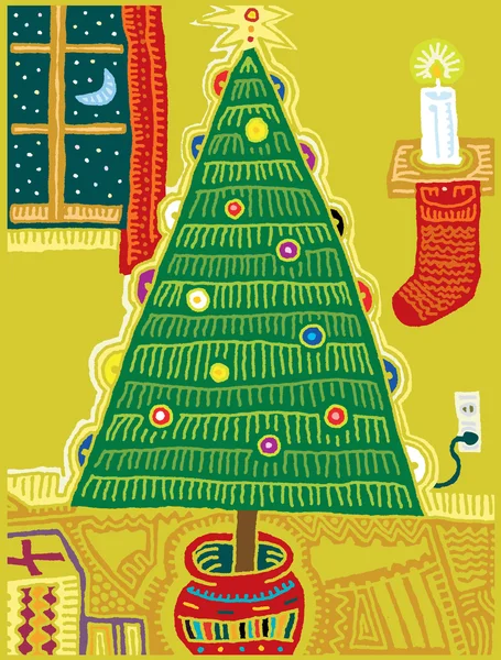 Illustrazione vettoriale di un albero di Natale — Vettoriale Stock