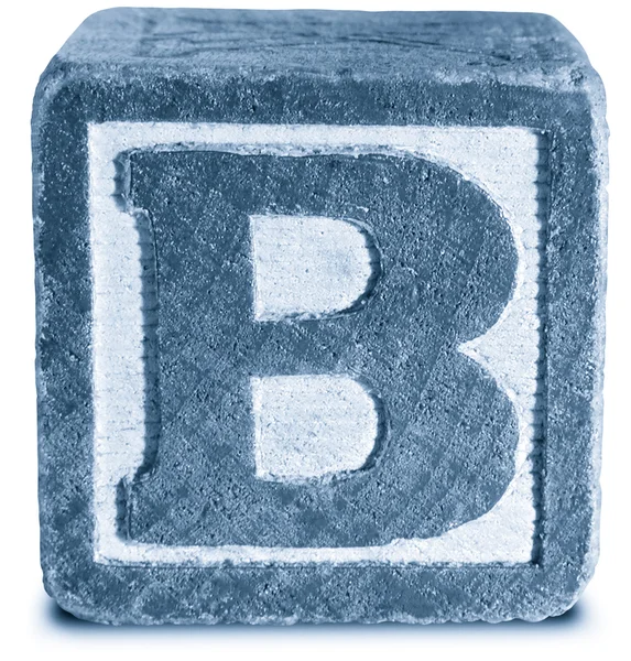 Fotografie modré dřevěné tiskací písmeno b — Stock fotografie