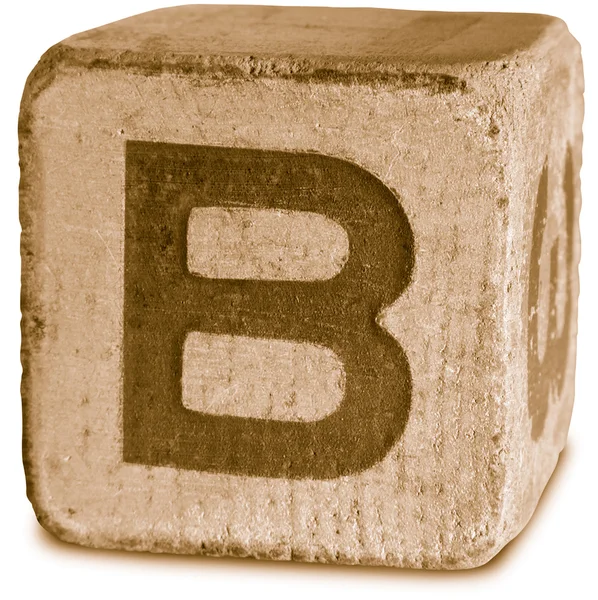 Fotografie sépiový dřevěných tiskací písmeno b — Stock fotografie