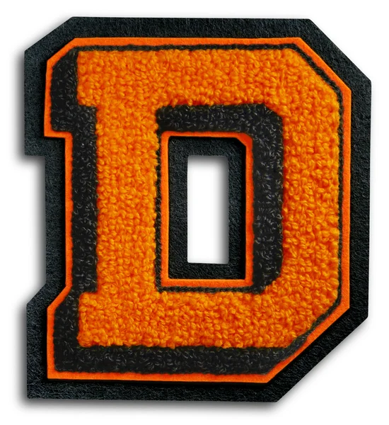 Фотография школьной спортивной буквы - чёрная и оранжевая D — стоковое фото