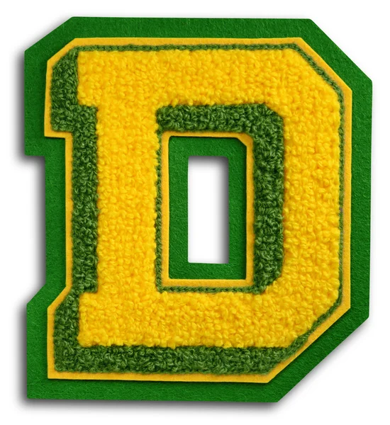 Photograph of School Sports Letter - Green and Yellow D — Stock Photo, Image