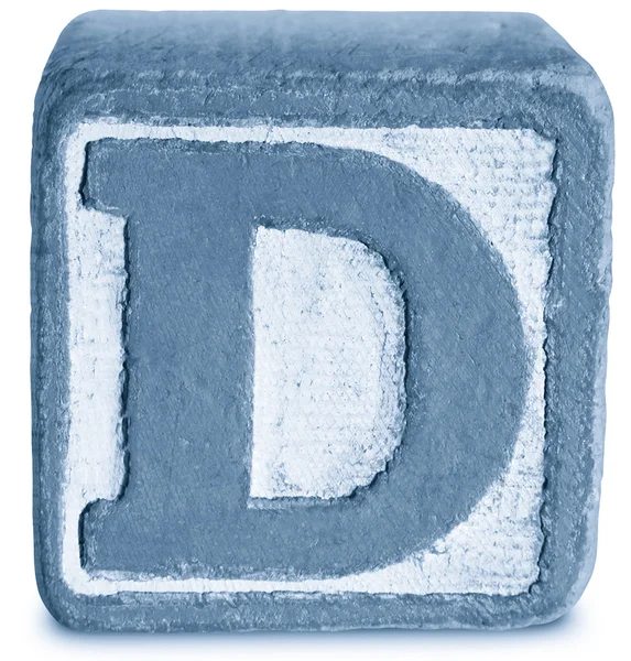 Фотография письма D "Голубой деревянный блок" — стоковое фото