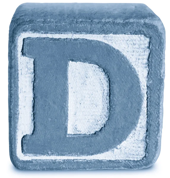 Fotografia di Blue Wooden Block Letter D — Foto Stock