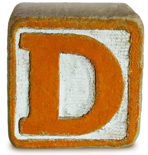 Фото оранжевого деревянного блока буква D — стоковое фото