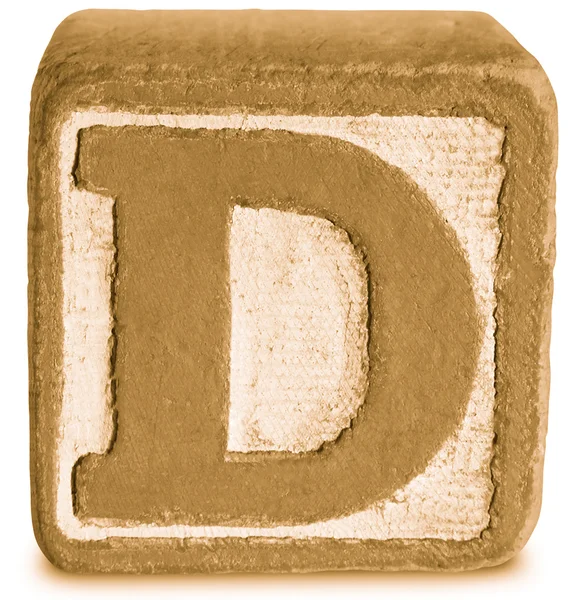 セピア色の木製のブロック文字 d の写真 — ストック写真