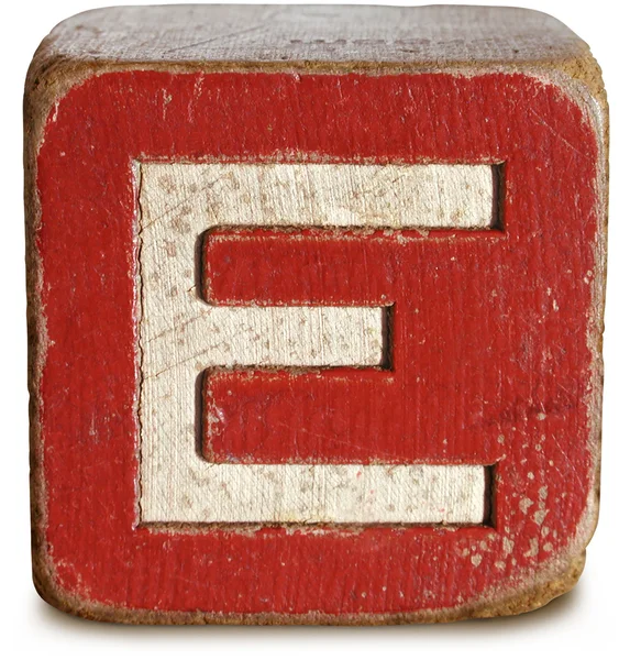 Фото Red Wooden Block Letter E — стоковое фото