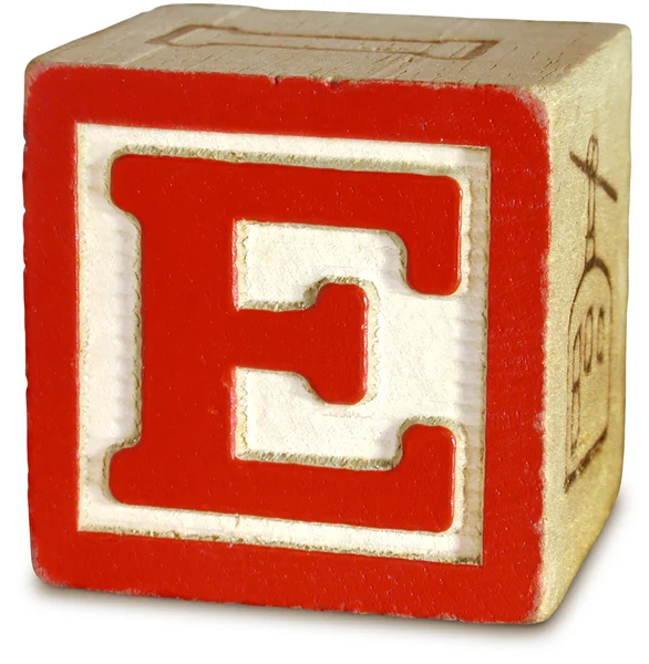 Photograph of Red Wooden Block Letter E — Stock Photo, Image