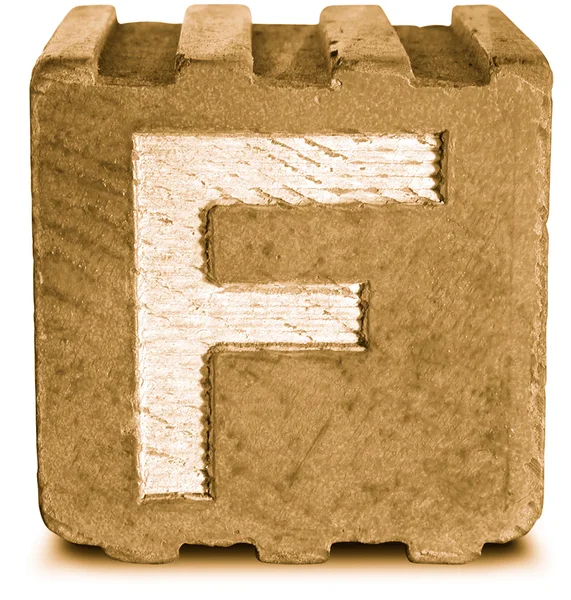 Photograph of Sepia Wooden Block Letter F — Stock Photo, Image