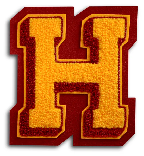 Photograph of School Sports Letter - Burgundy and Gold H — Stock Photo, Image