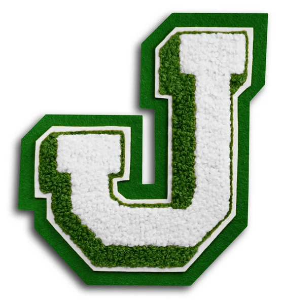 학교 사진 스포츠 편지-녹색과 흰색 J — 스톡 사진
