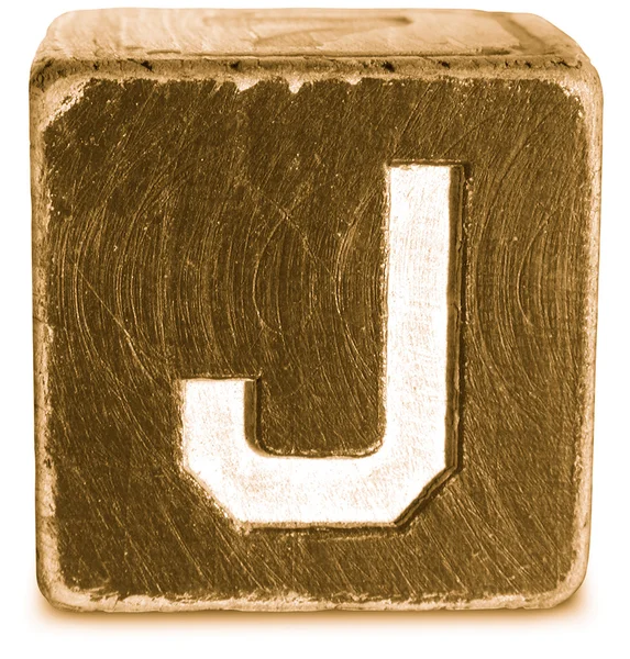 Photograph of Sepia Wooden Block Letter J — Stock Photo, Image