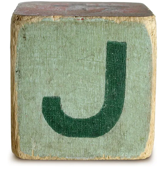 Fotografie cu Green Wooden Block Letter J — Fotografie, imagine de stoc