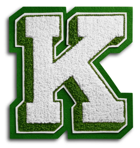 Photograph of School Sports Letter - Green and White K — Stock Photo, Image