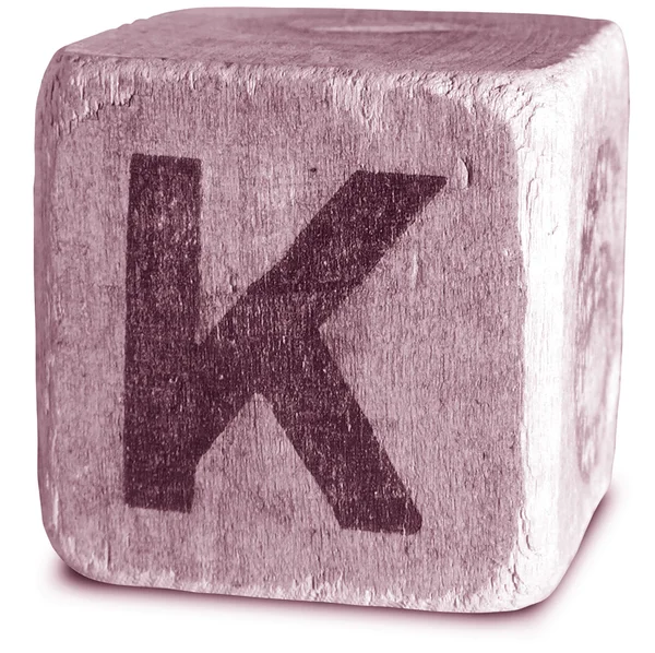 Photograph of Magenta Wooden Block Letter K — Stock Photo, Image