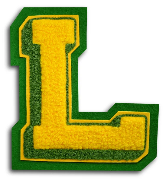 Photograph of School Sports Letter - Green and Yellow L — Stock Photo, Image