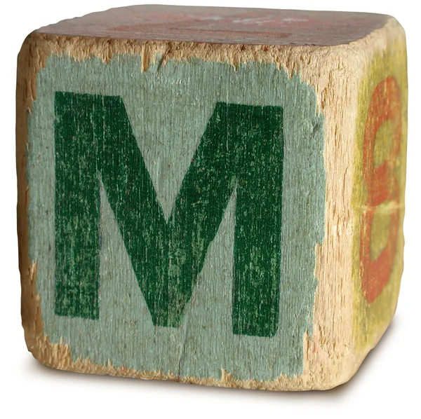 Foto van groene houten blok brief m — Stockfoto