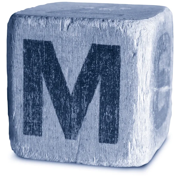 Photograph of Blue Wooden Block Letter M — Stockfoto