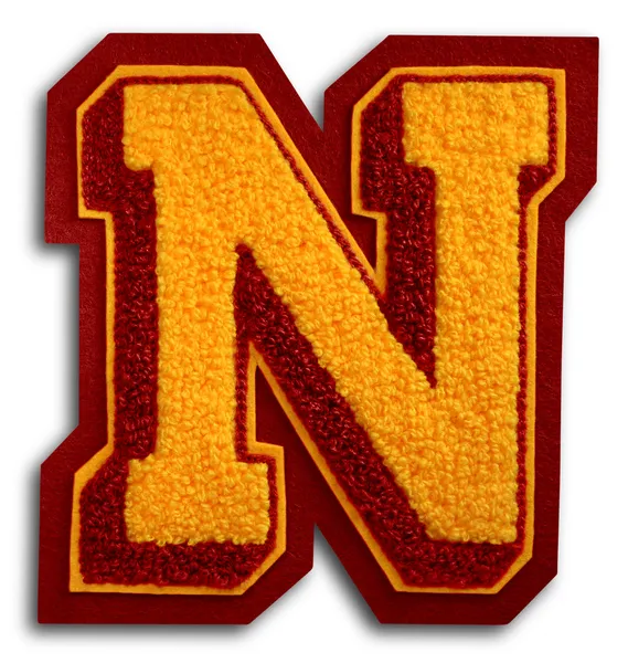 Photograph of School Sports Letter - Burgundy and Gold N — Stock Photo, Image