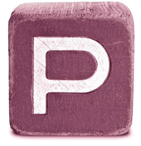 Фото Magenta Wooden Block Letter P — стоковое фото