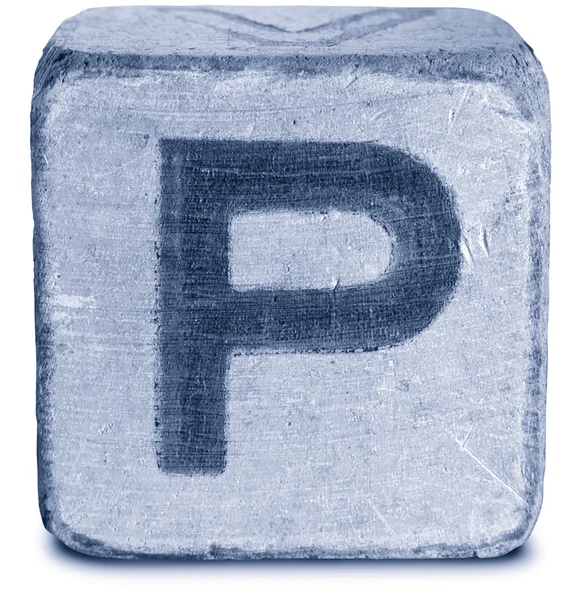 Фотография письма Голубого деревянного блока P — стоковое фото