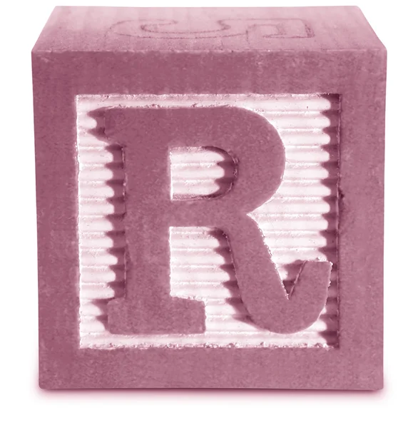 洋红色木制块字母 r 的照片 — 图库照片