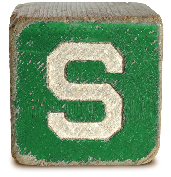 Bloc de lemn Scrisoare S — Fotografie, imagine de stoc