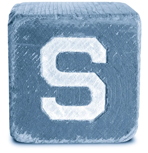 Photograph of Blue Wooden Block Letter S — Stock Photo, Image