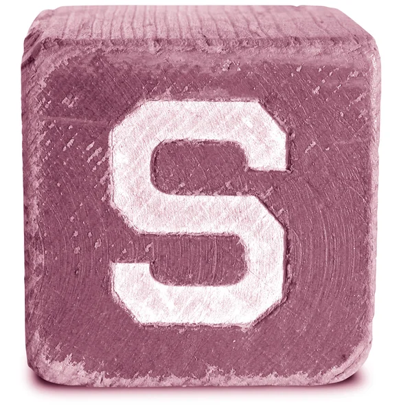 Photograph of Magenta Wooden Block Letter S — Stock Photo, Image