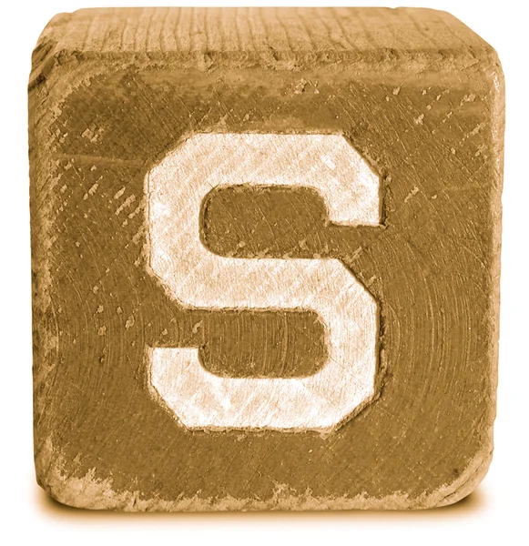 セピア色の木製のブロック文字 s の写真 — ストック写真